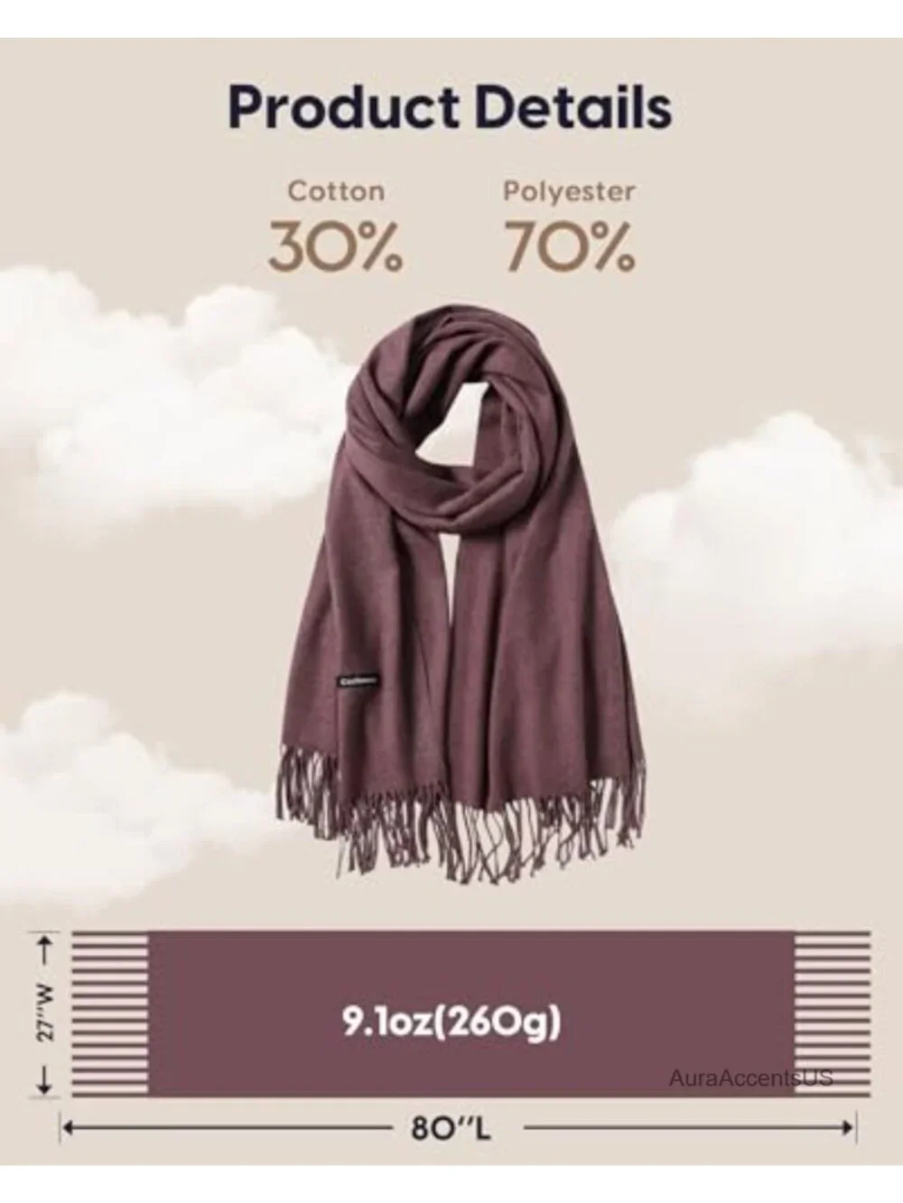 Cashmere Feel Scarf Shawl Wrap Winter Wedding Pashmina